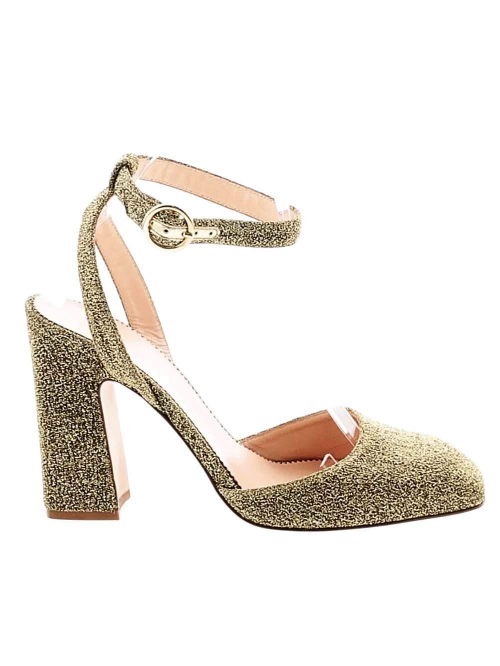 {J. Crew} "Harlow" Metallic Gold Leather Ankle Strap Pumps